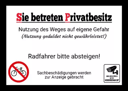 Warnschild Zutritt verbotenWarnung - Zutritt verboten Sie betreten Privatbesitz Bild